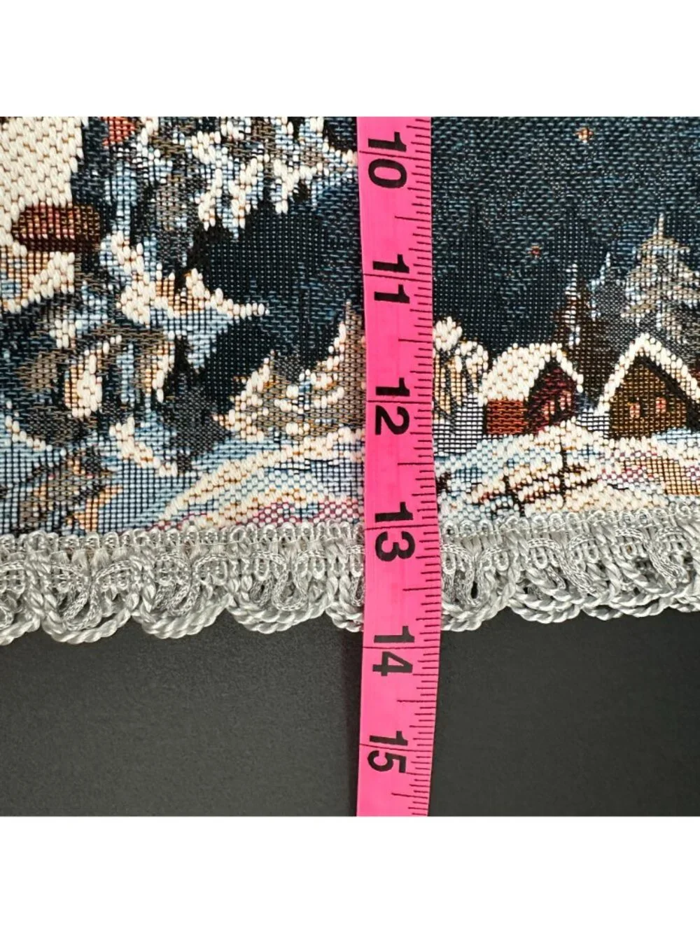 6 Christmas Holiday Village Blue White Woven Tapestry Placemats Russian VNC